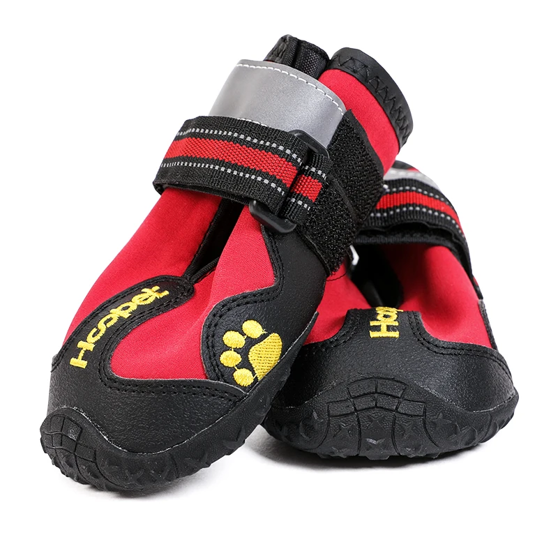 HOOPET Pet обувь зимние супер теплые 4 шт./компл. собака светоотражающие сапоги из материала на основе хлопка в тапки для небольших товары для домашних животных, чихуахуа - Цвет: Красный