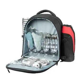 

Travel Picnic Backpack Portable Picnic Bag Outdoor Camping Cutlery Storage Organizer with Picnic Blanket Waterproof Cooler Bag