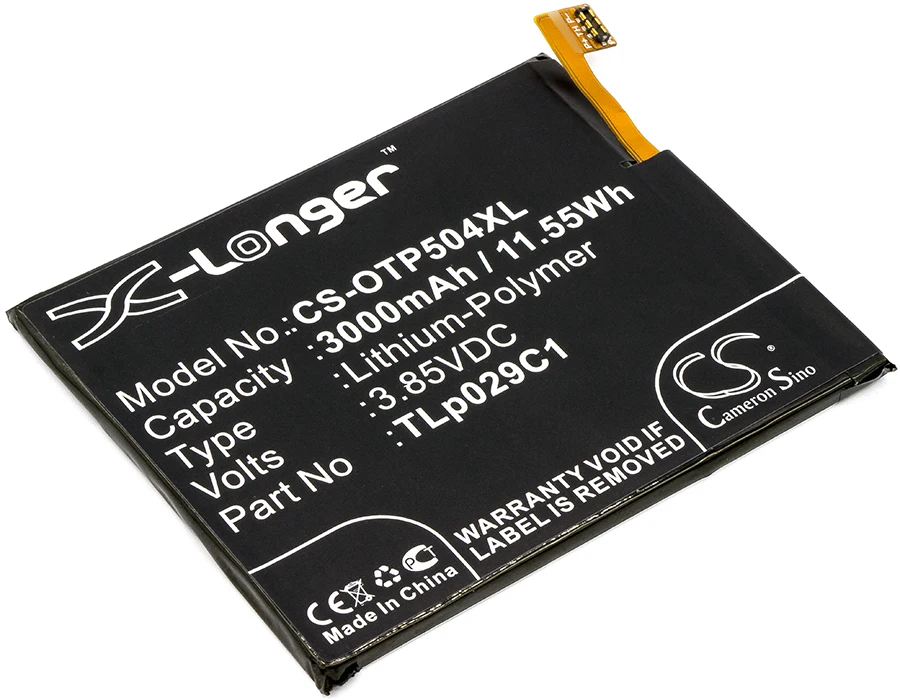 Обновленная батарея Cameron Sino для T-Mobile OT-5049W, Revvl 3000 mAh/11.55Wh