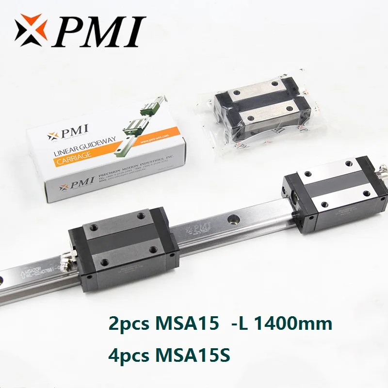2шт Тайвань PMI MSA15-L 1400 мм линейная направляющая+ 4 шт. MSA15S блоки каретки для ЧПУ