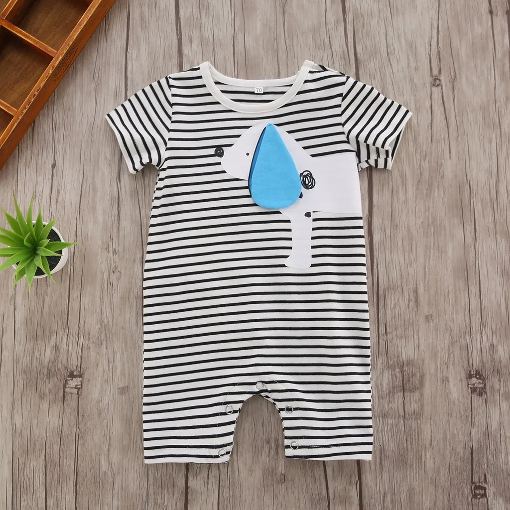 

YOYOSHOW Summer new boys' jumpsuit comfortable boys' stripe bodysuit 0-2 years old boys' jumpsuit.