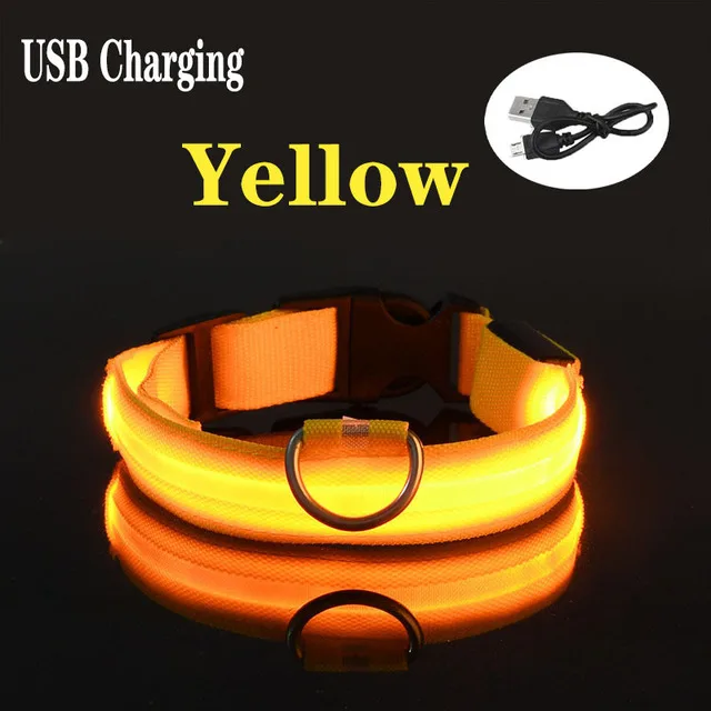 USB Charging  LED Dog Collar,Night Safety Flashing Glow In The Dark Dog Leash,Dogs Fluorescent Collars Pet Supplies 