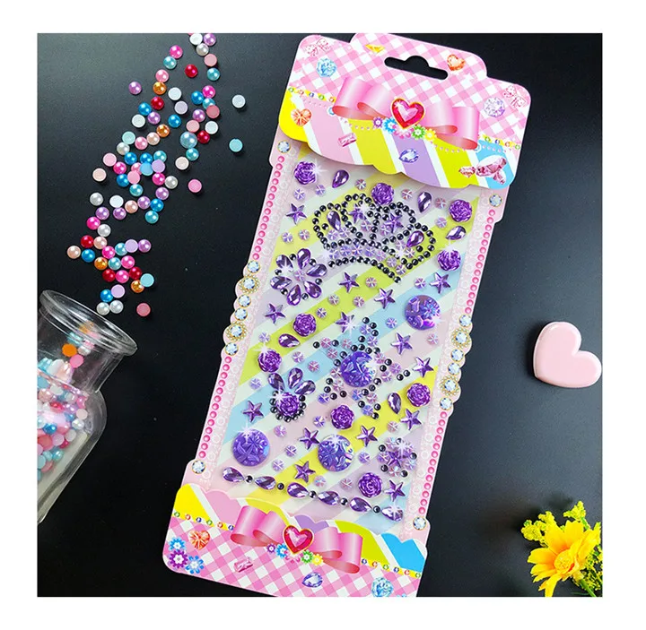 9  Diy Jewelry Accessories Stickers Colorful Rhinestones Acrylic Crystal Drill Pearl Sticker Mobile Phone Car Handmade Decoration