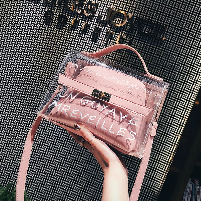 

Transparent Oblique Gel Bag New Style Korean-style Summer Popular WOMEN'S Bag Versatile One-Shoulder Handbag