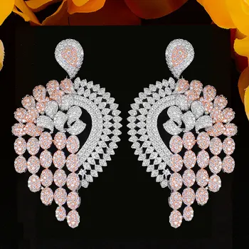 

Brand Luxury BOLD 2 Tone African Dangle Earrings For Women Wedding Cubic Zirconia DUBAI Bridal Earring Jewelry Accessories 2020