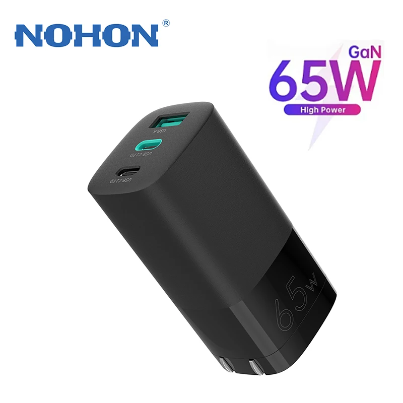 - Nohon 65W GaN PD USB C Charger For IPhone Charger Fast Quick Charge Portable Cargador For Notebook Tablet