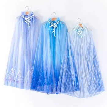 

Hot Sale Elsa Cloak Summer Snow Queen Cosplay Costumes Kids Fancy Gown Dress Up Halloween Birthday Party Princess Accessories