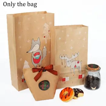 

12Pcs Christmas Gift Kraft Christmas Card Pouch Set of Adhesive Fox Elks Adhesive Elks Paper Pouch of The Christmas Gift