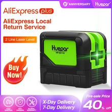 Huepar-Nivel láser de Rayo verde, 2 líneas cruzadas, 2 puntos, profesional, 180 grados, autonivelante, herramientas de diagnóstico láser 9211G