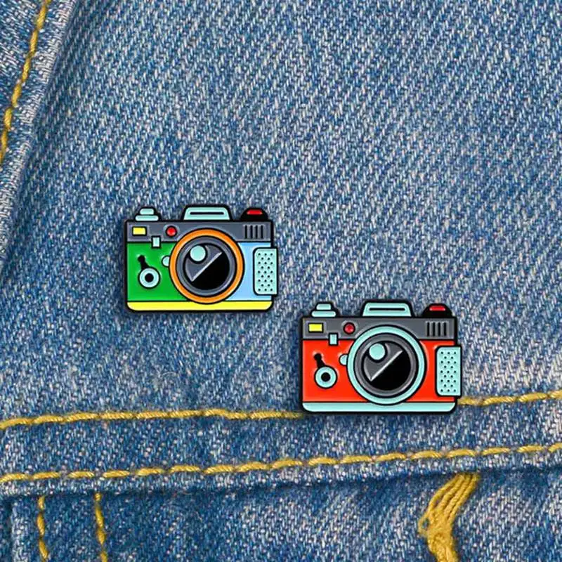 Мультяшные Броши с изображением камеры для женщин 2 цвета радуги цифровая камера