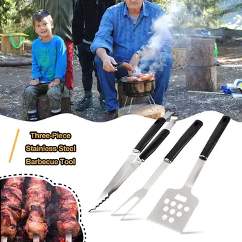 

Stainless Steel Barbecue Tool Three-piece Barbecue Tool Set Grill with Barbecue Fixture Fork Shovel Barbecue Set