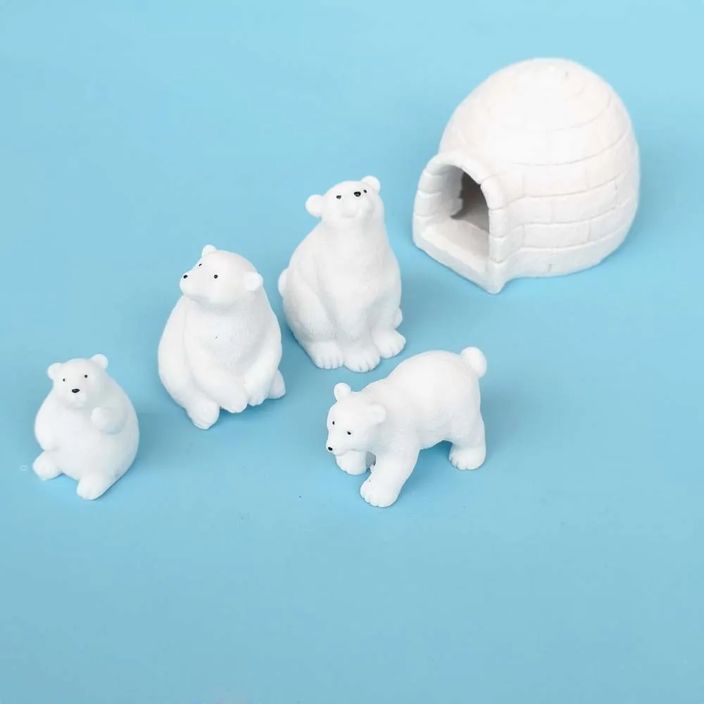 Miniatures Ornament Polar Animal Model Figurines DIY Accessories Dollhouse 