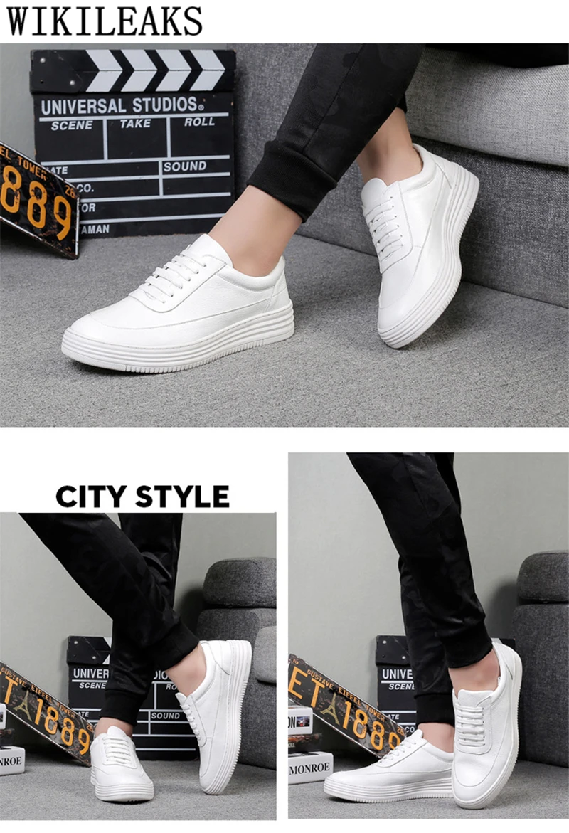 mens shoes genuine leather white sneakers elevator shoes for men leather sneakers mens casual shoes hot sale luxury brand buty