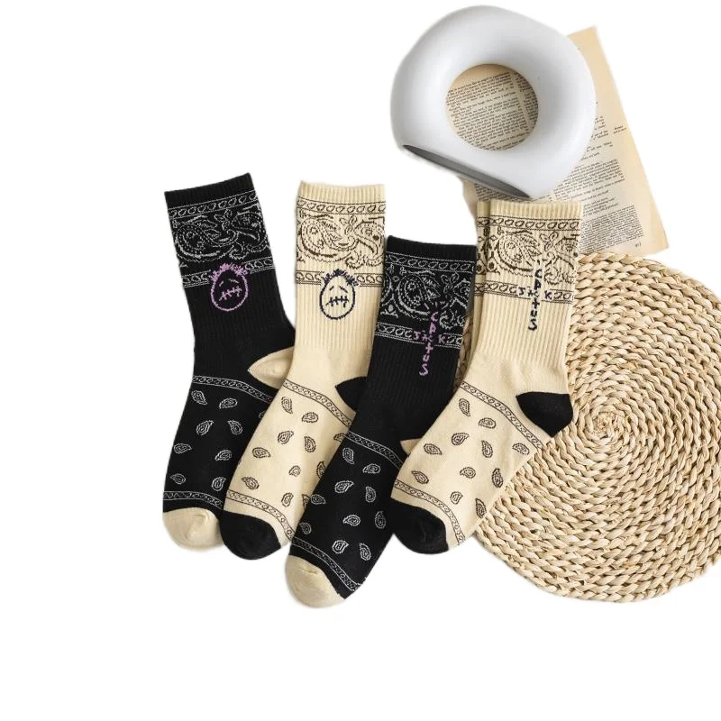 

Women's Socks Spring/Summer New Cartoon Anime Letter Mid-calf Length Trendy Female Socks Cotton Grimace Socks Paisley