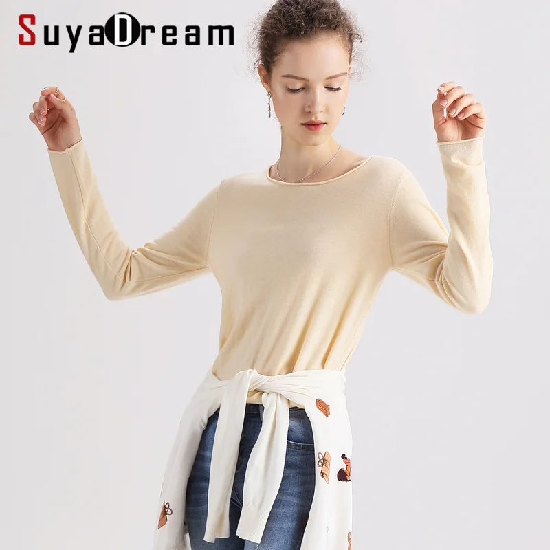 

Women Wool Pullovers 100%Wool O neck Long Sleeved Sweater Solid Plain Pullovers 2019 Fall Winter Bottomting Wool Sweaters