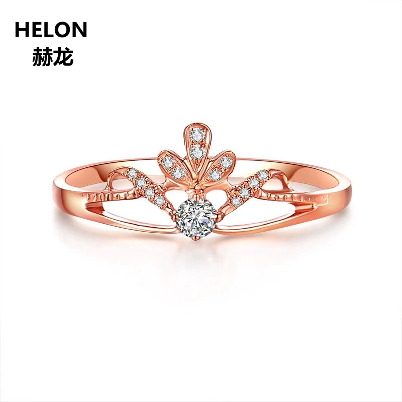 Solid 14k Rose Gold Natural Diamonds Engagement Ring for Women Anniversary Wedding Band Fine Jewelry Gift Party | Украшения и
