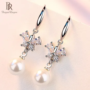 

Bague Ringen Temperament Pearl Earrings for Women Exquisite Simplicity Silver 925 Jewelry Butterfly Ear drops Dating Wholesale