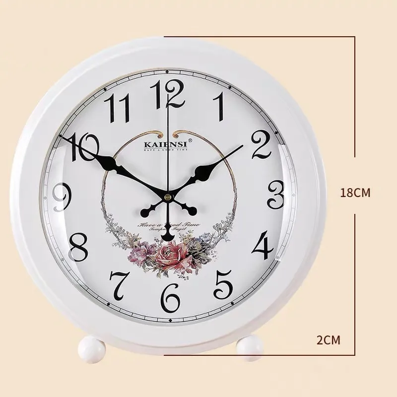E European Bedroom Bedside Table Clock Living Room Retro Creative Seat Clock Home Decoration Large Simple Office Desktop Clock - Цвет: E
