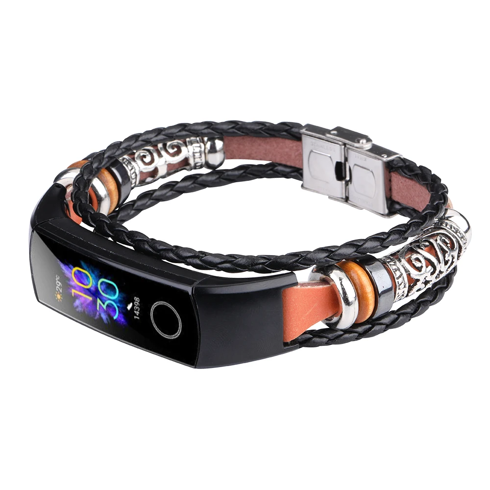 FIFATA Ретро стиль кожаный ремешок для часов huawei Honor Band 5 Смарт-часы DIY сменный Браслет аксессуары для Honor Band 4