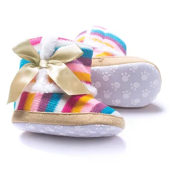 

Fashion Lovely baby girls boys shoes Rainbow Soft Sole Snow Boots Soft Crib Shoes Toddler Boots Free shipping H4