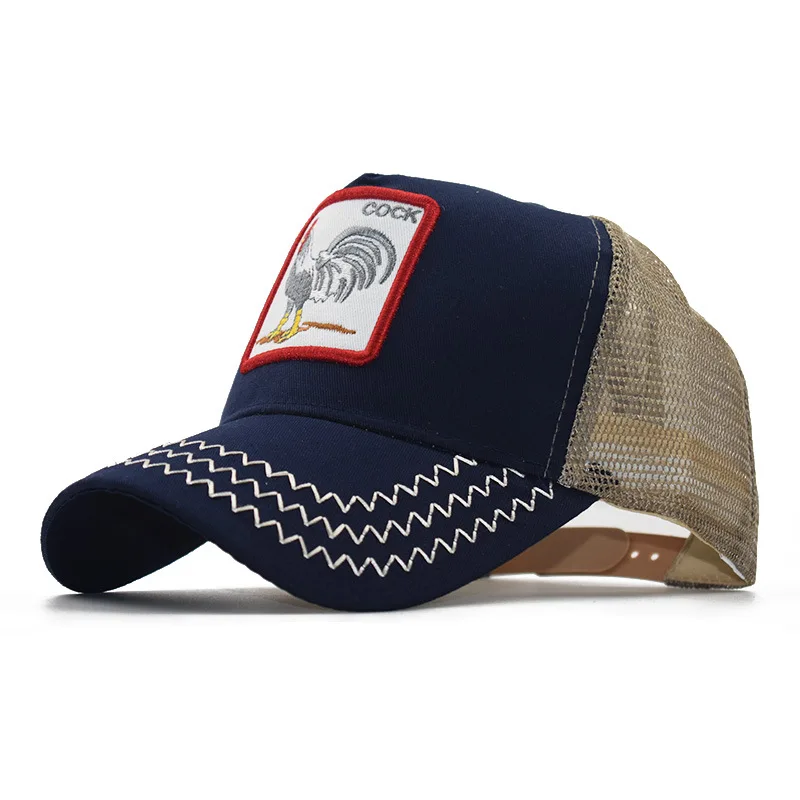 

Women Men Breathable Mesh Caps Snapback Hat Embroidery Animals Hip Hop Hat Bone Baseball Cap