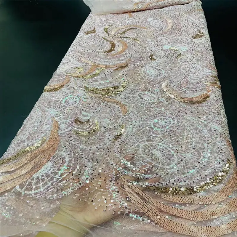 

Нигерийская сетчатая кружевная ткань 2021, свадебная кружевная ткань, роскошная качественная вышивка из бисера, кружевная ткань для свадьбы J5396