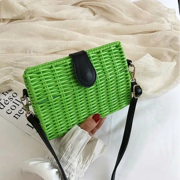

2020 Women Summer Fashion Handmade Bamboo Woven Small Square Handbag Crossbody Bag Girl Clutch All-match Shoulder Messenger Bags