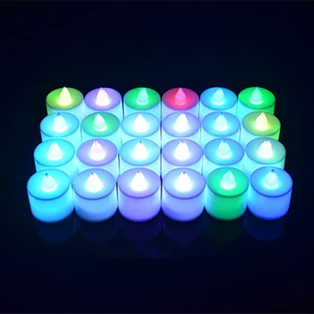 

24Pcs/Lot Multicolor LED Light Candles Flameless Electronic LED Nightlight Candle for engagement Battery Power New Type Candles