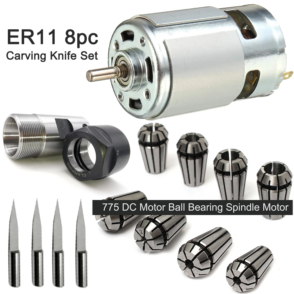 775 DCMotor 12 36 в шарикоподшипник шпиндельный двигатель с удлинителем ER11 набор ножей