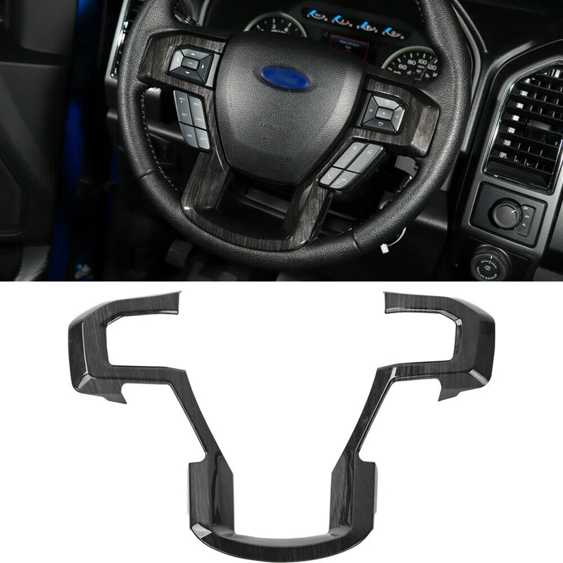 5xInterior в виде руля и дверные ручки Накладка для Ford F150 черное дерево зерна