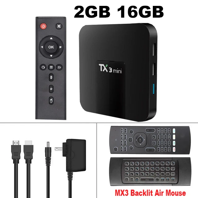 TX3 Мини Android 7,1 tv Box Smart tv H.265 4K Amlogic S905W 2G 16G телеприставка поддержка Мультимедийный проигрыватель с IPTV Tanix tv box 1G8G PK X96 - Цвет: 2G 16G-MX3 Air Mouse