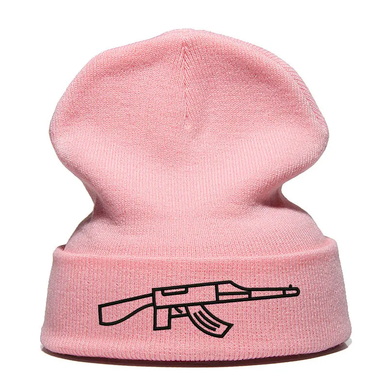 Beanie шляпа Skullie Кепки смутная зима вышивка в стиле панк Для мужчин Для женщин подростков уличных танцев забавные по заказу покупателя хип-хоп-автоматом AK