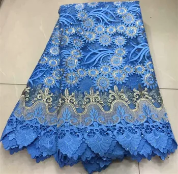 

Popular african french lace with stone guipure lace fabric tulle lace fabric 5yards nigerian lace fabric for wedding ZQ-A239