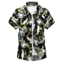 Лето, новая мужская рубашка с коротким рукавом, модная повседневная гавайская рубашка с цветочным принтом, мужская рубашка размера плюс 5XL 6XL 7XL