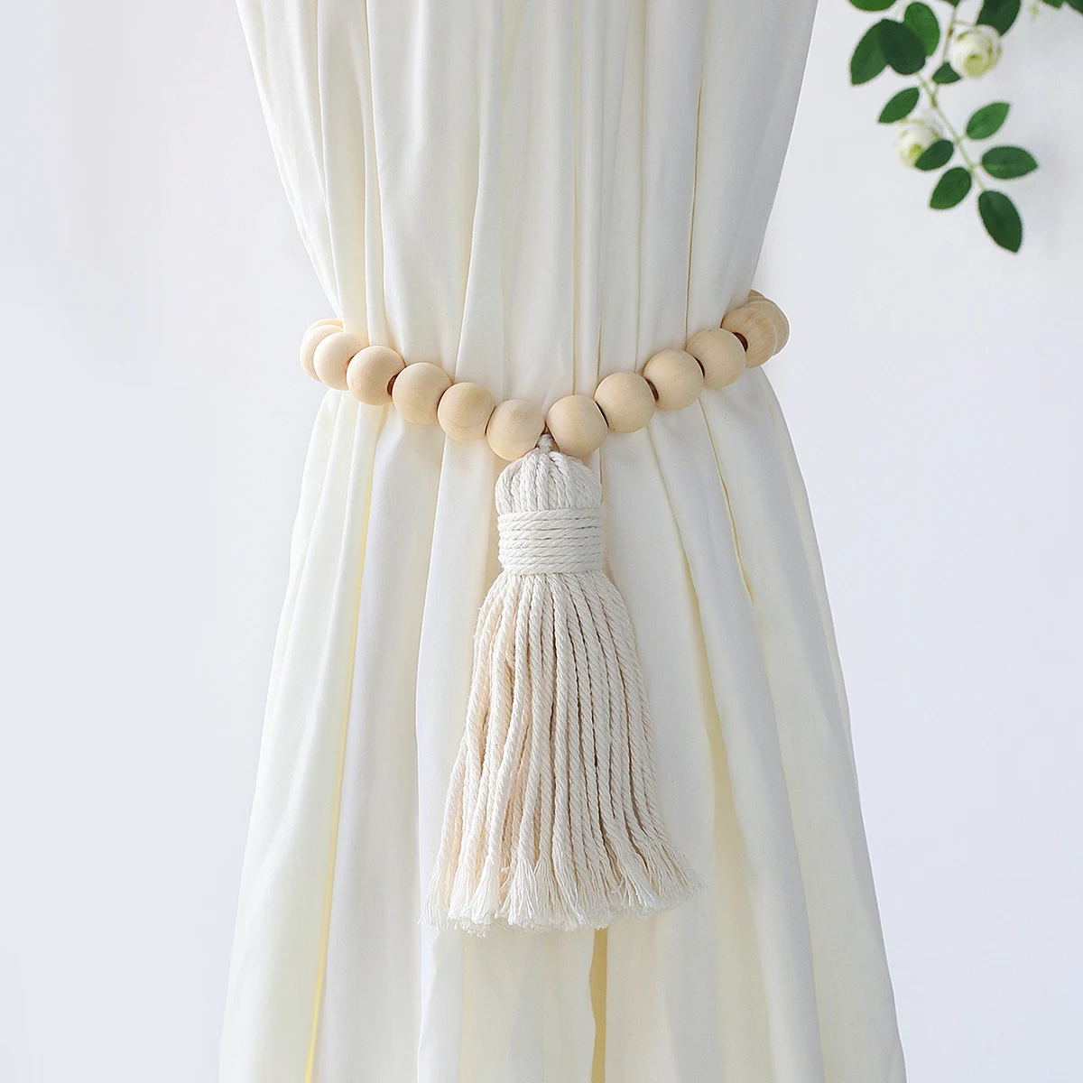 Boho Fringe Curtain Tiebacks With Bead Decor For Room