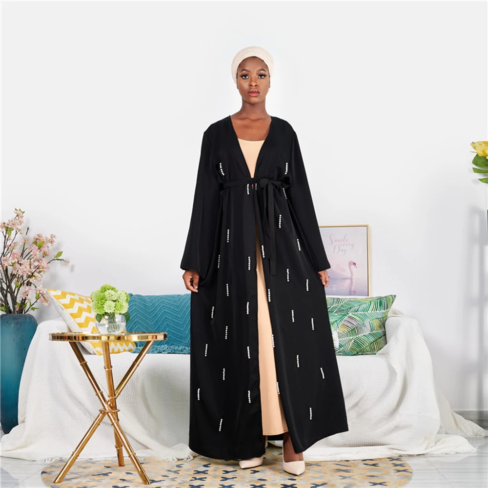 

Black Kaftan Dubai Abaya Kimono Cardigan Muslim Fashion Hijab Dress Islam Clothing Abayas For Women Robe Musulman Djellaba Femme