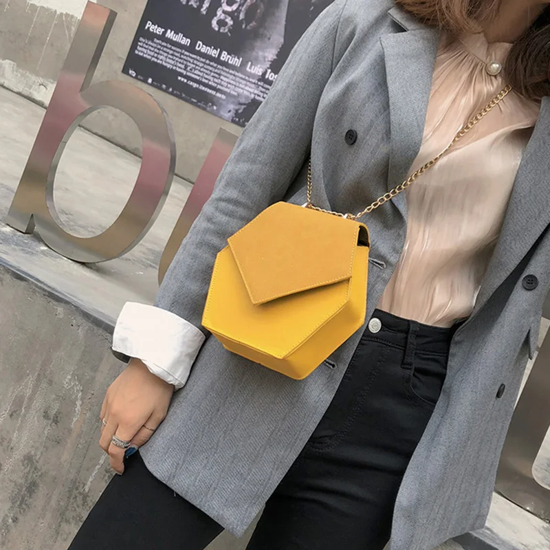 

IMIDO New Fashion Matte Crossbody Bags for Women 2019 Vintage Girls PU Hexagon Women Ladies Hand Bags Mini Female Handbags
