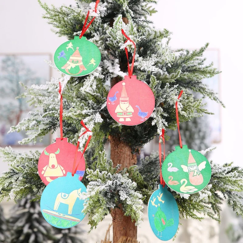 DIY Деревянные пластинки Рождественская елка Висячие Подвески Paintable пустой Рождественская елка украшения искусство ремесла праздничные украшения