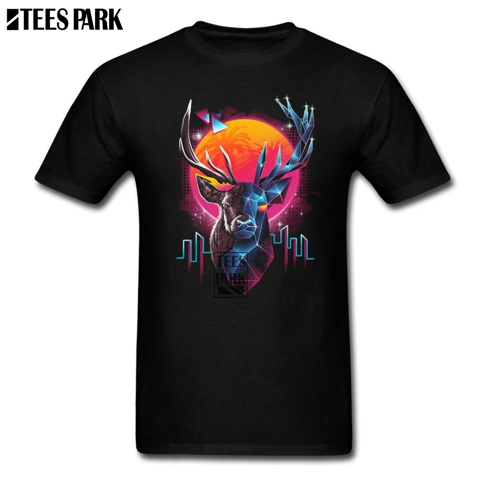 

T shirt Casual Neon Synthwave Rad Stag Fitted T Shirts Men's Slim Fit Short Sleeve T shirt Fashion 2019 Youth Gift T Shirts