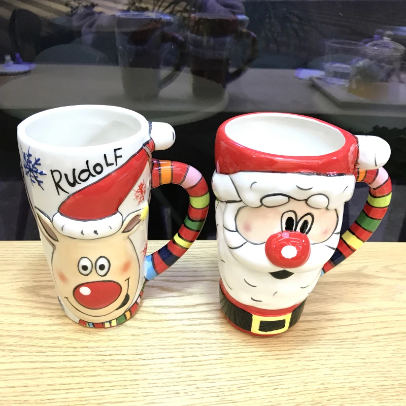 Санта Клаус лося керамическая кофейная чашка с крышкой Рождественский подарок большая емкость мультфильм молоко завтрак кружки офисные чашки кофе чай Кружка