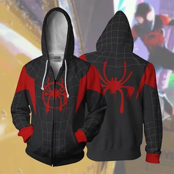 

2019 Hoodies Suit in the Spiderverse 3D Printed Zipper Hoodies High Spider-man: Into the Spider-verse Zipped Hoodie