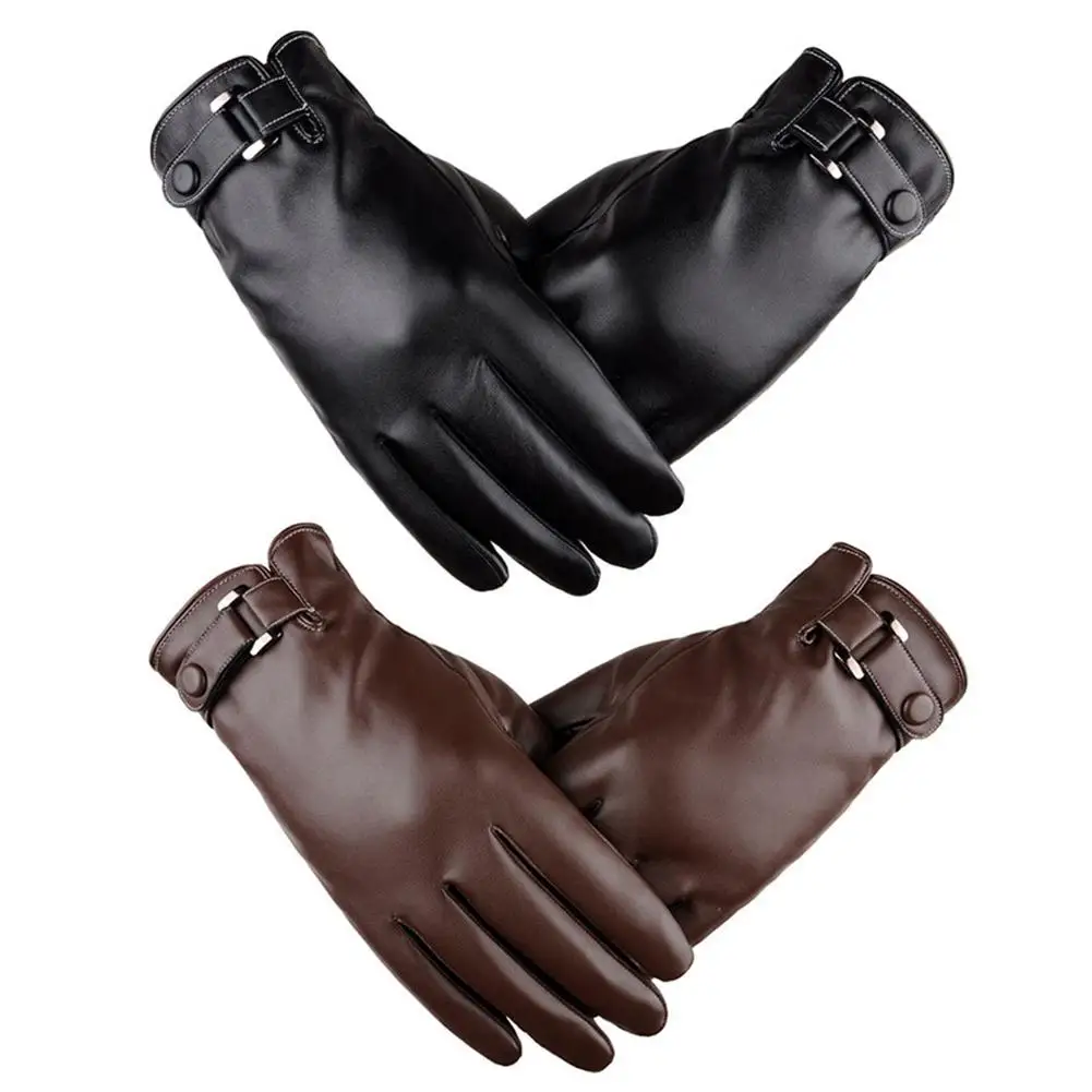Кожаные перчатки с сенсорным экраном для мужчин, утепленные и согревающие перчатки для зимних видов спорта на открытом воздухе, зимние теплые перчатки