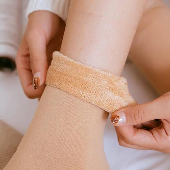 

2 Pair Plus Cotton Thicken Winter Socks Women Sleep Warm Snow Stocking Seamless Cashmere Men Socks For Fashion Solid Color Girl