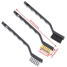 3 шт./лот, мини-щетка для удаления ржавчины из нержавеющей стали, латунь, чистящая полировка, металлическая щетка, проволока, зубная щетка, чистящий инструмент, Семейный комплект