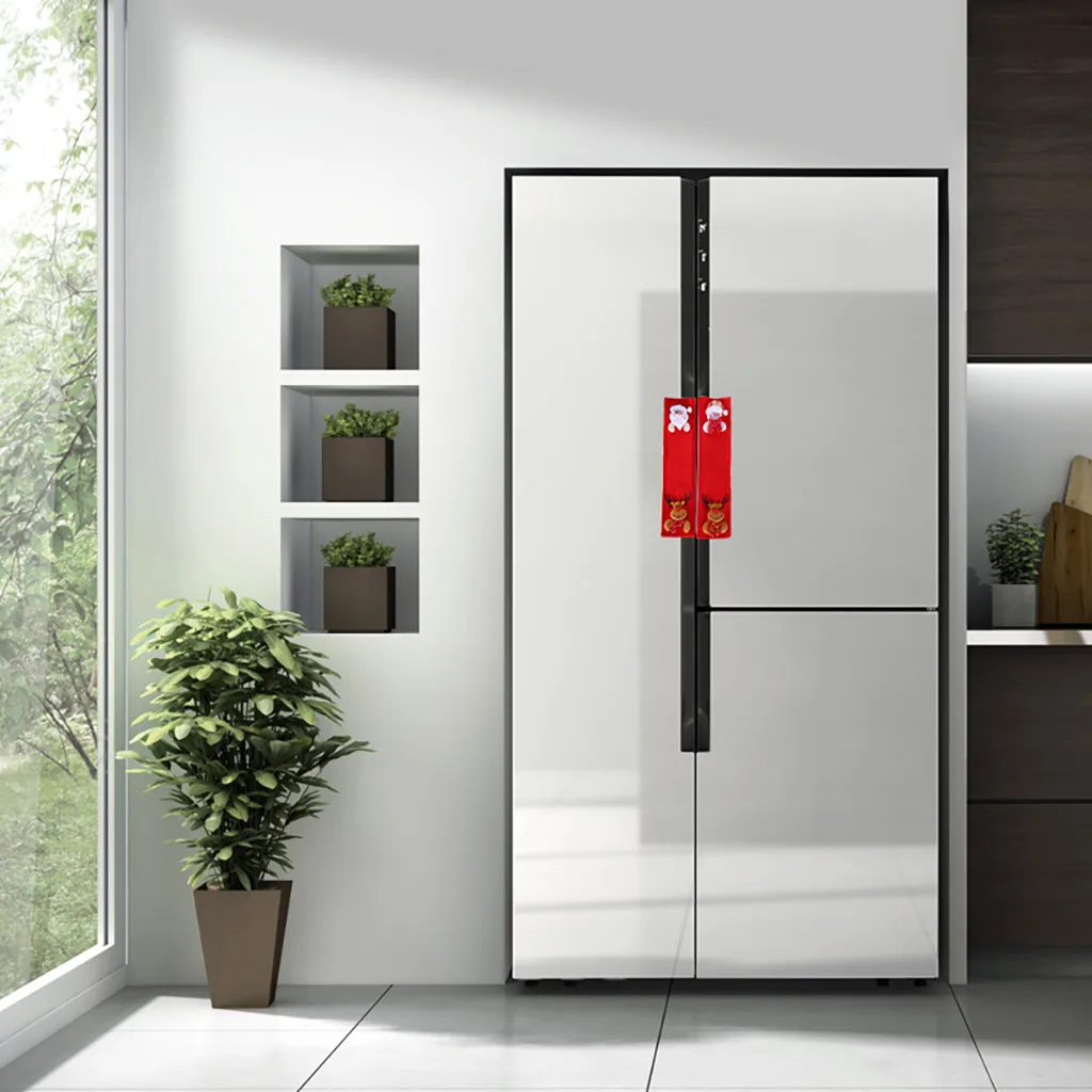 4pcs Christmas Refrigerator Door Handle Cover Kitchen Appliances Glove Protector Decorations For Home новогодние украшения