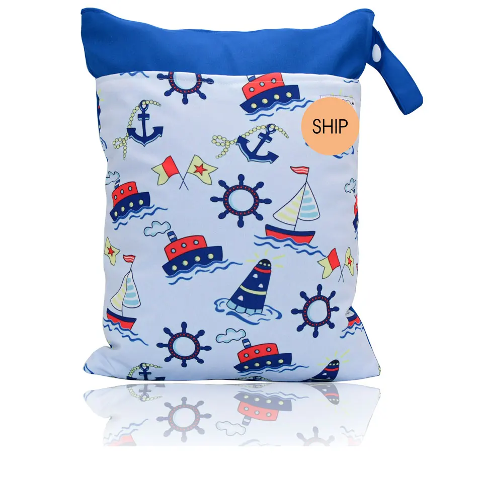 ship HappyFlute два кармана Wetbag, сумка для подгузников, двойная молния с ручкой - Цвет: ship