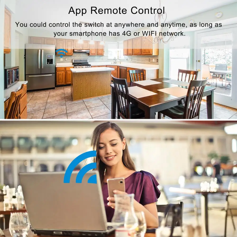 Умный настенный переключатель, Wi-Fi светильник, не требуется нейтральный провод, Tuya RF433, голосовой беспроводной пульт дистанционного управления для Alexa EU/US, 170-240 В