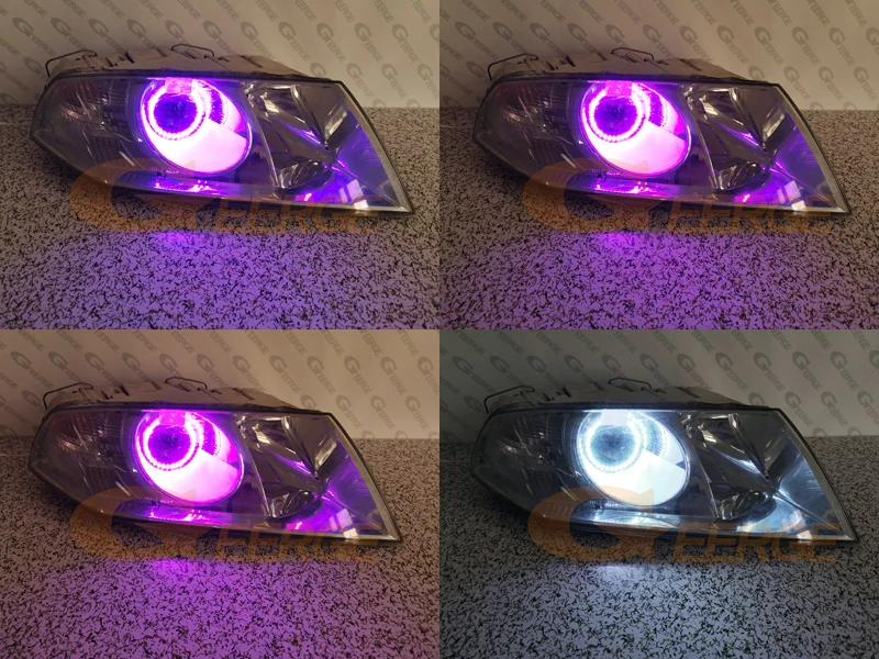 Для SKODA OCTAVIA 2 MK2 предварительно Фасонная ксеноновая фара 2004-2008 RF Bluetooth приложение многоцветная ультра яркая RGB светодиодный комплект ангельских глаз