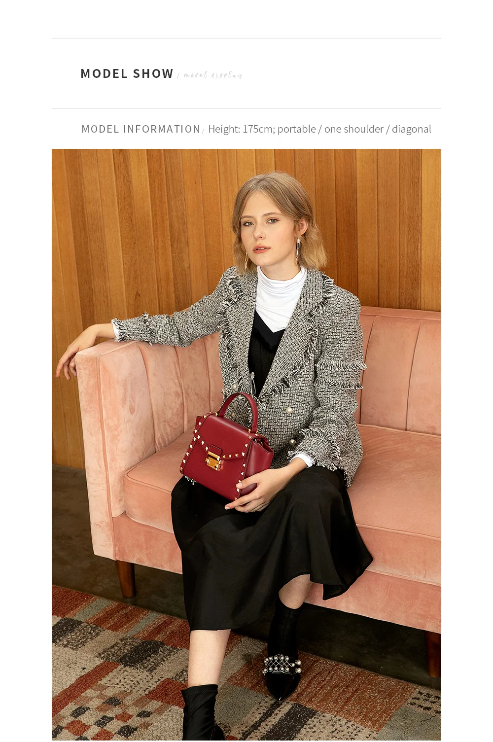 LAFESTIN Брендовая женская сумка осень новая модная сумка многофункциональная сумка через плечо с заклепками украшение