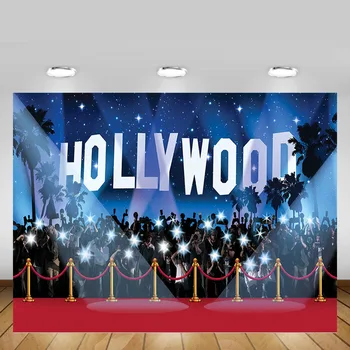 

Mehofond Hollywood Backdrop Red Carpet Starry Sky Spotlight Baby Birthday Photography Background for Photo Studio Photophone Dro